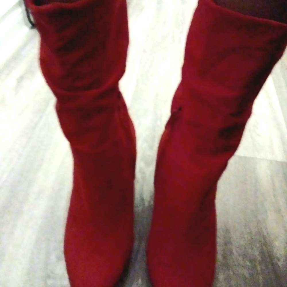 Women Big Buddha Red Suede Boots